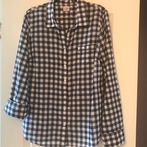 J. Crew blue and white plaid button down